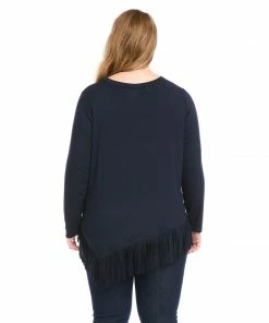Karen Kane Plus Size Asymmetric Fringe Top New Arrivals