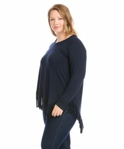 Karen Kane Plus Size Asymmetric Fringe Top New Arrivals