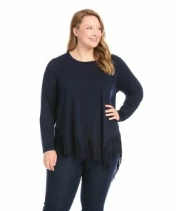 Karen Kane Plus Size Asymmetric Fringe Top New Arrivals