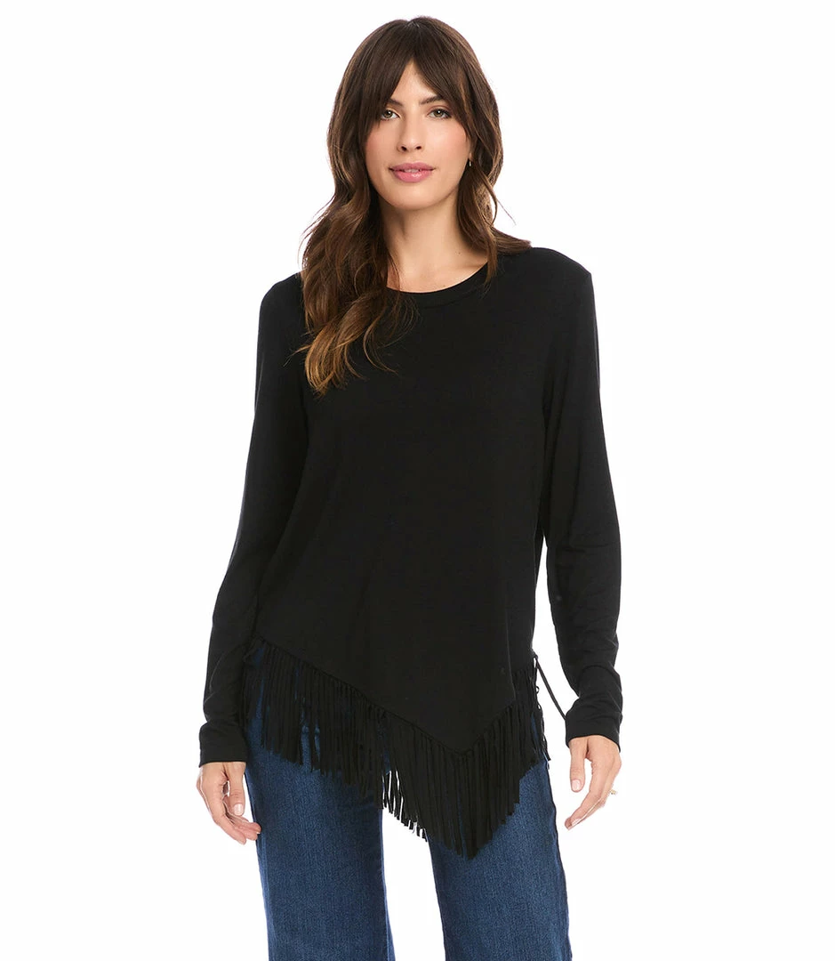 Karen Kane Asymmetric Fringe Top