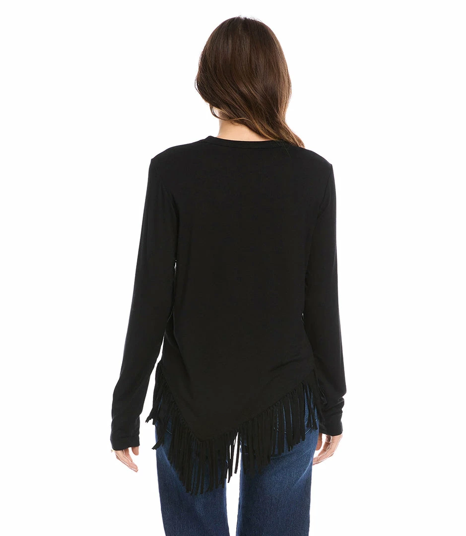 Karen Kane Asymmetric Fringe Top