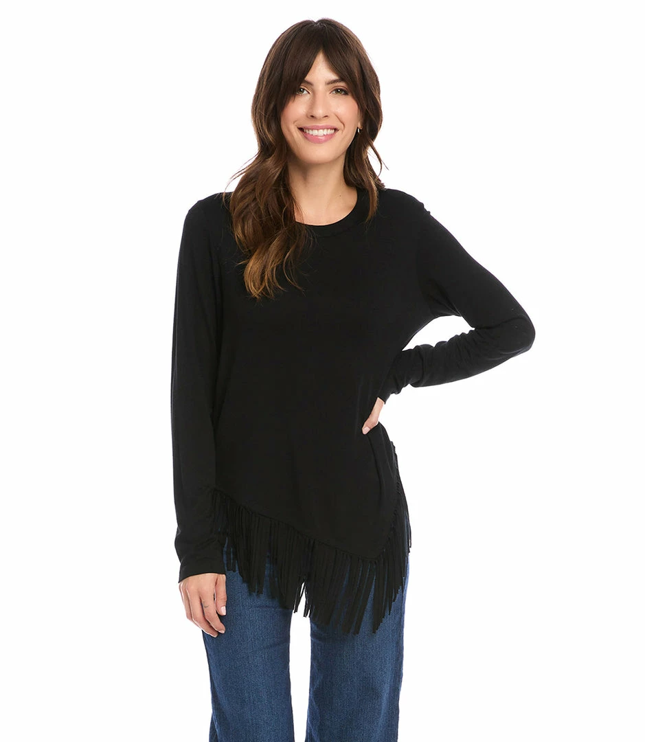Karen Kane Asymmetric Fringe Top