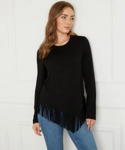Karen Kane Asymmetric Fringe Top