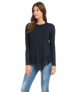 Karen Kane New Arrivals Asymmetric Fringe Top