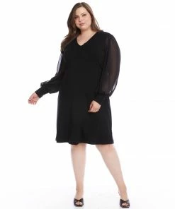 Karen Kane New Arrivals Plus Size Sheer Sleeve Dress