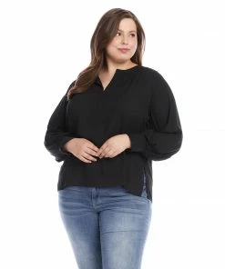 Karen Kane Plus Size Split Placket Blouse New Arrivals