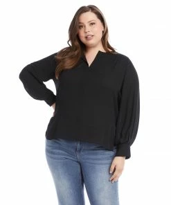 Karen Kane Plus Size Split Placket Blouse New Arrivals