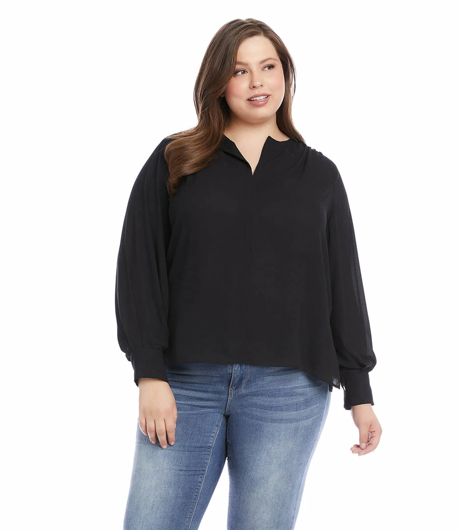 Karen Kane Plus Size Split Placket Blouse New Arrivals