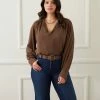 Karen Kane Plus Size Split Placket Blouse