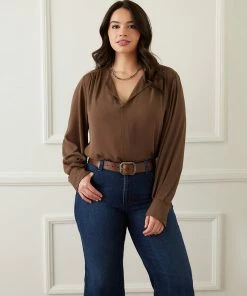 Karen Kane Plus Size Split Placket Blouse