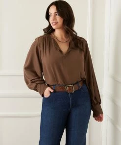 Karen Kane Plus Size Split Placket Blouse