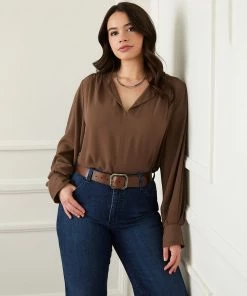 Karen Kane Plus Size Split Placket Blouse