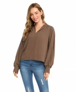 Karen Kane New Arrivals Split Placket Blouse