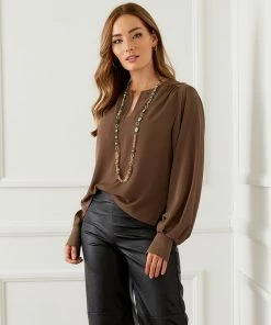 Karen Kane New Arrivals Split Placket Blouse