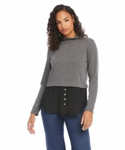 Karen Kane Layered Mock Neck Sweater New Arrivals
