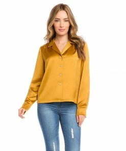Karen Kane Petite Size Long Sleeve Button Up Shirt New Arrivals
