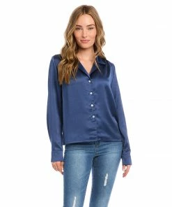 Karen Kane Petite Size Long Sleeve Button Up Shirt New Arrivals