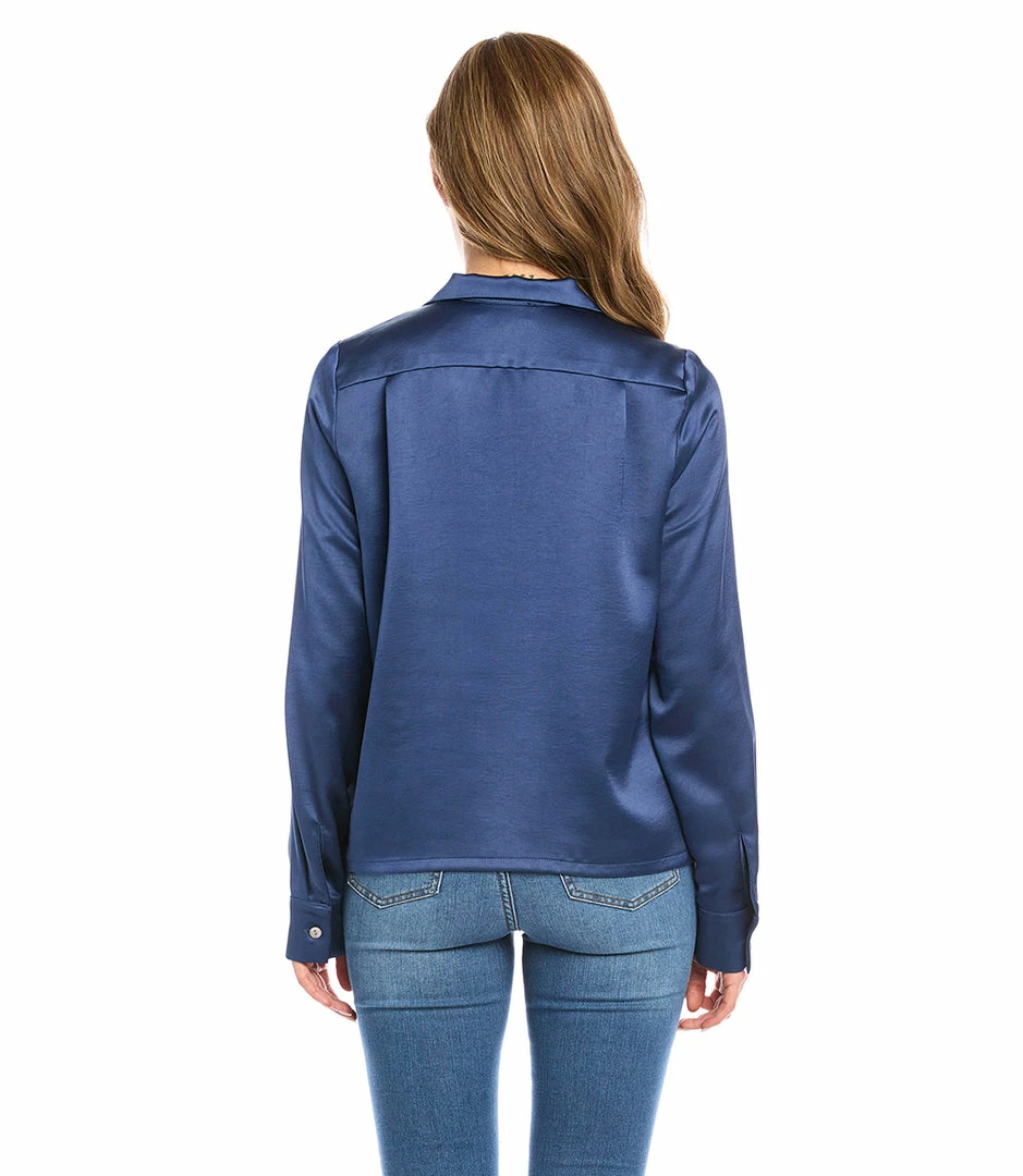 Karen Kane Petite Size Long Sleeve Button Up Shirt New Arrivals