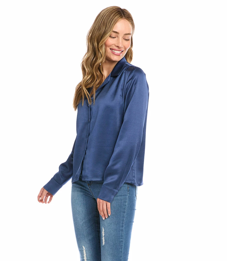 Karen Kane Petite Size Long Sleeve Button Up Shirt New Arrivals