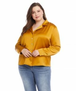 Karen Kane Plus Size Long Sleeve Button Up Shirt