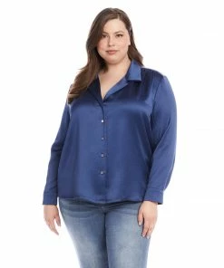 Karen Kane New Arrivals Plus Size Long Sleeve Button Up Shirt