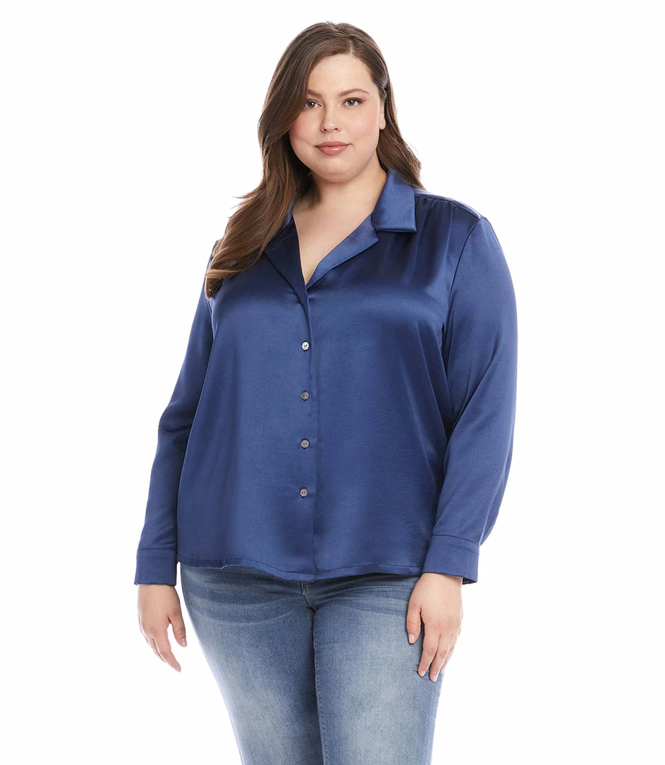 Karen Kane New Arrivals Plus Size Long Sleeve Button Up Shirt