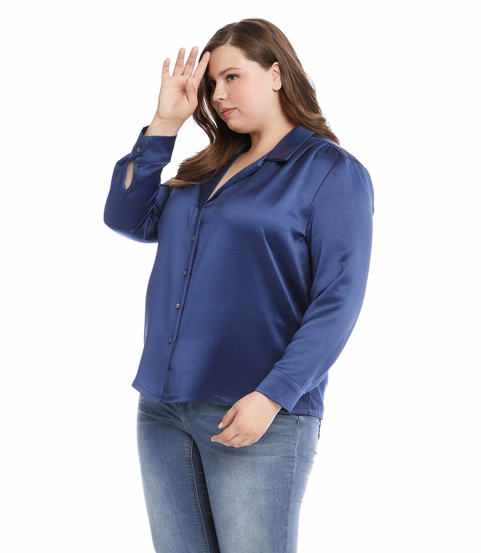 Karen Kane New Arrivals Plus Size Long Sleeve Button Up Shirt