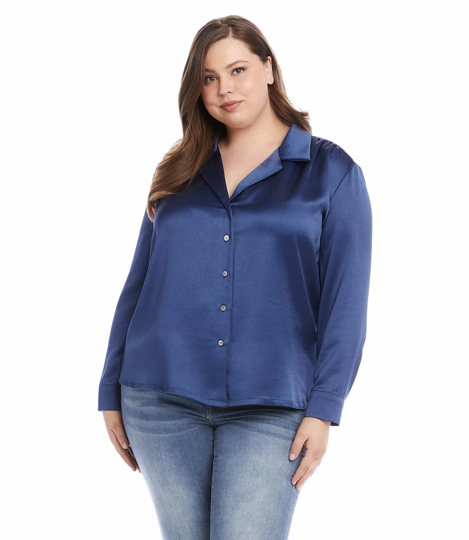 Karen Kane New Arrivals Plus Size Long Sleeve Button Up Shirt