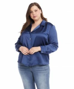 Karen Kane New Arrivals Plus Size Long Sleeve Button Up Shirt