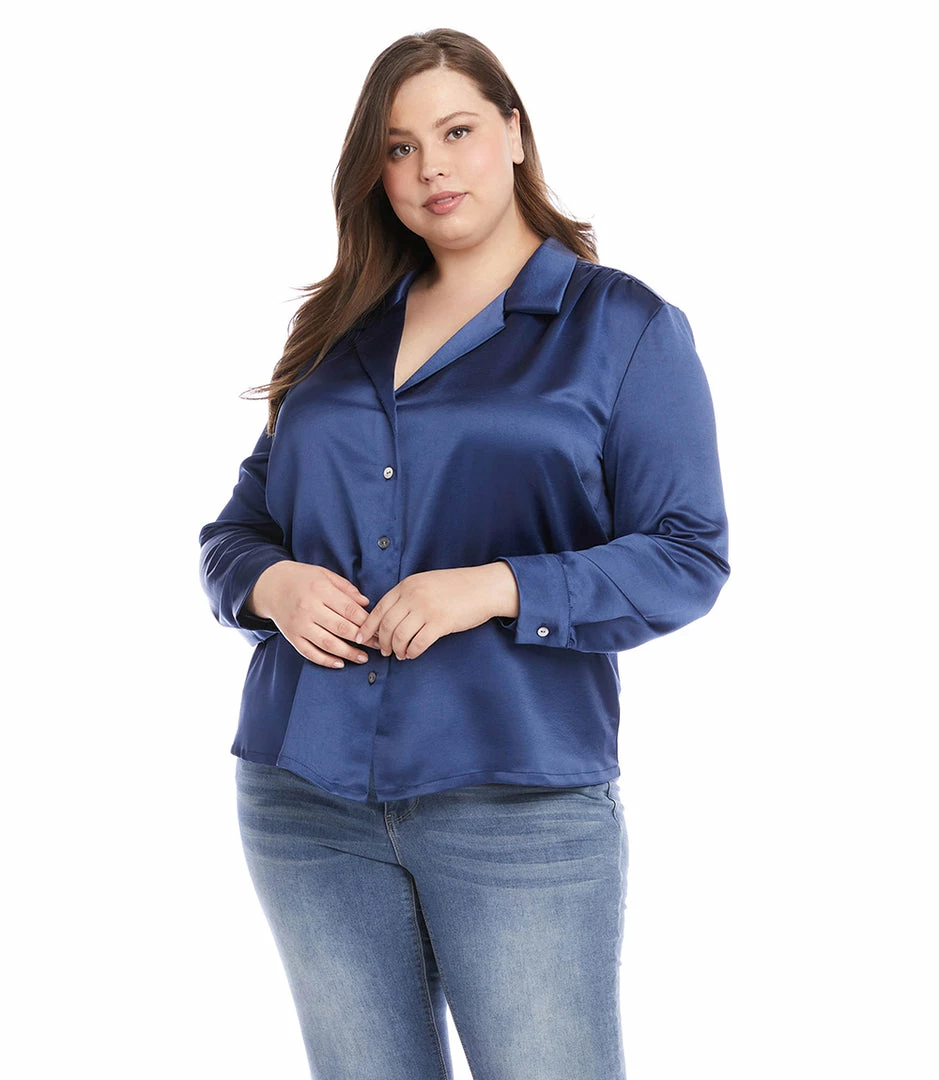 Karen Kane New Arrivals Plus Size Long Sleeve Button Up Shirt