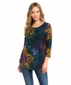Karen Kane Petite Size Tie-Dye Burnout Shirttail Top