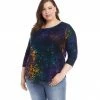 Karen Kane Plus Size Tie Dye Burnout Shirttail Top New Arrivals