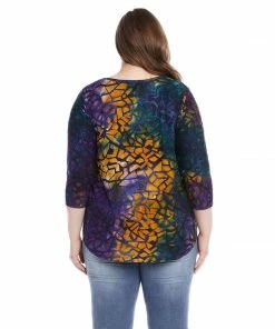 Karen Kane Plus Size Tie Dye Burnout Shirttail Top New Arrivals
