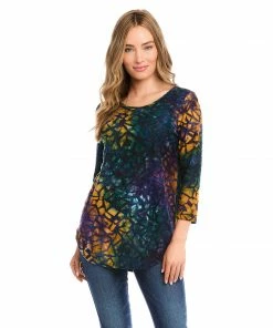 Karen Kane New Arrivals Tie-Dye Burnout Shirttail Top