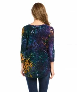 Karen Kane New Arrivals Tie-Dye Burnout Shirttail Top