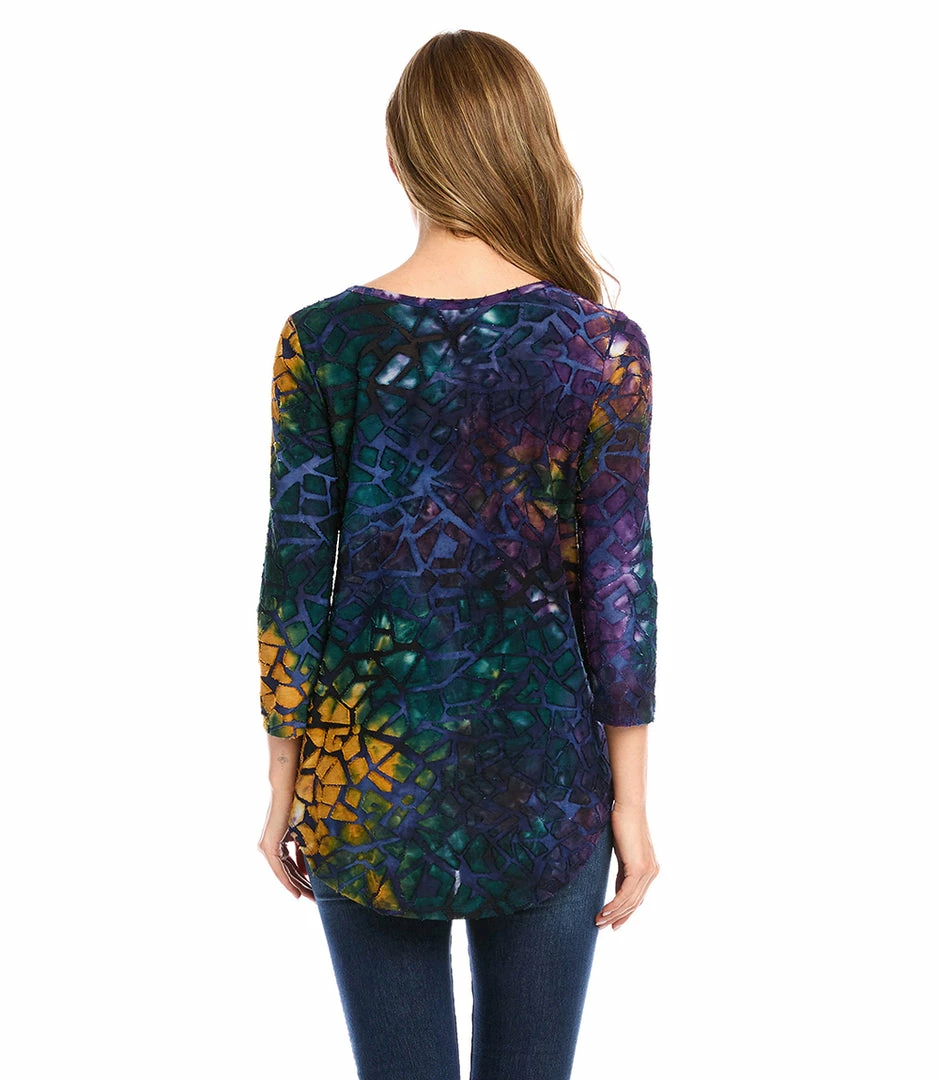 Karen Kane New Arrivals Tie-Dye Burnout Shirttail Top