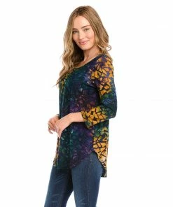 Karen Kane New Arrivals Tie-Dye Burnout Shirttail Top