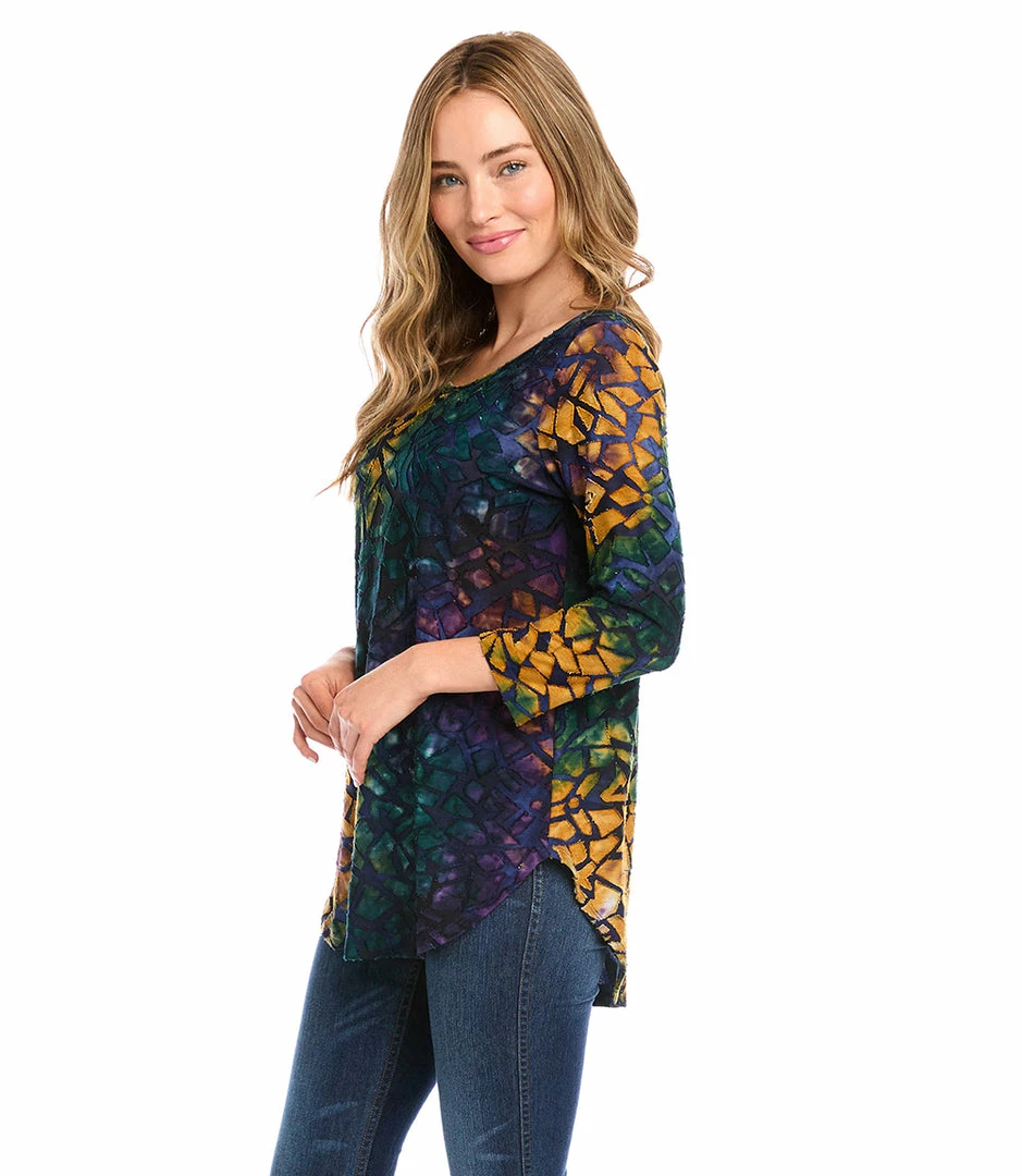 Karen Kane New Arrivals Tie-Dye Burnout Shirttail Top
