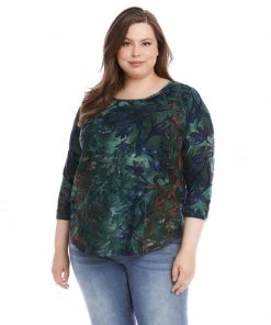 Karen Kane Plus Size Tie Dye Burnout Shirttail Top
