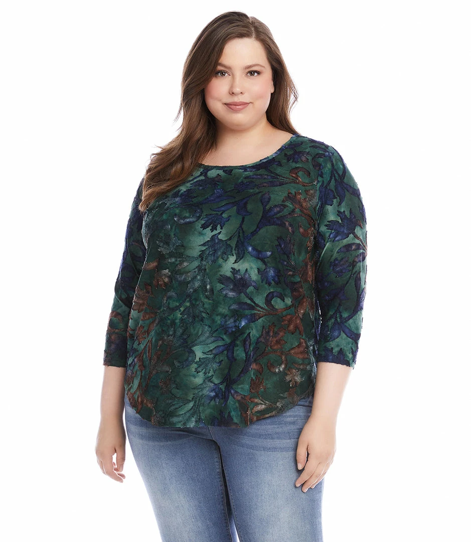 Karen Kane Plus Size Tie Dye Burnout Shirttail Top