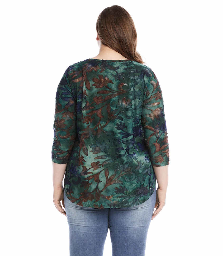 Karen Kane Plus Size Tie Dye Burnout Shirttail Top