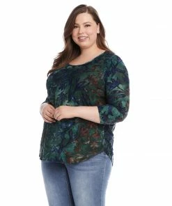 Karen Kane Plus Size Tie Dye Burnout Shirttail Top