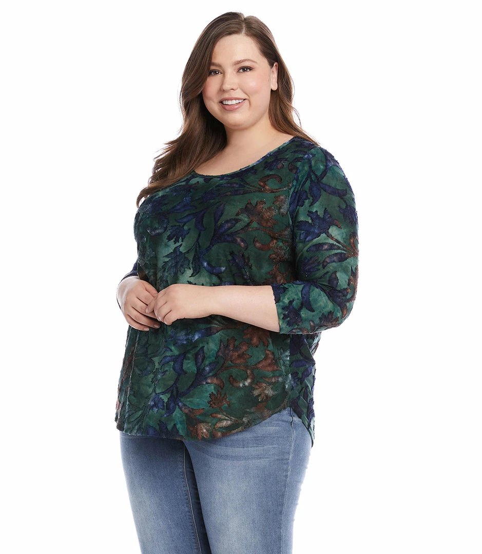 Karen Kane Plus Size Tie Dye Burnout Shirttail Top