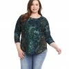 Karen Kane Plus Size Tie Dye Burnout Shirttail Top