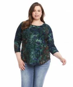 Karen Kane Plus Size Tie Dye Burnout Shirttail Top