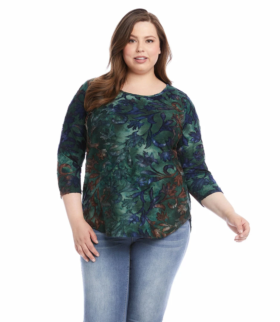 Karen Kane Plus Size Tie Dye Burnout Shirttail Top