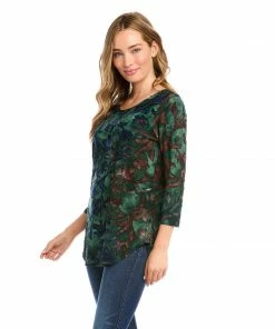 Karen Kane Tie-Dye Burnout Shirttail Top