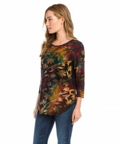 Karen Kane New Arrivals Petite Size Tie-Dye Burnout Shirttail Top