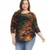 Karen Kane Plus Size Tie Dye Burnout Shirttail Top