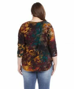 Karen Kane Plus Size Tie Dye Burnout Shirttail Top